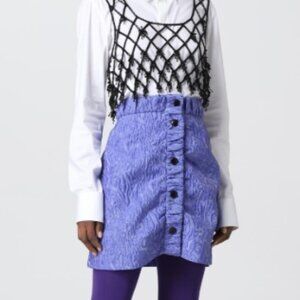 NWT Ganni Women 3D Jacquard Mini Skirt Blue Iris M $255